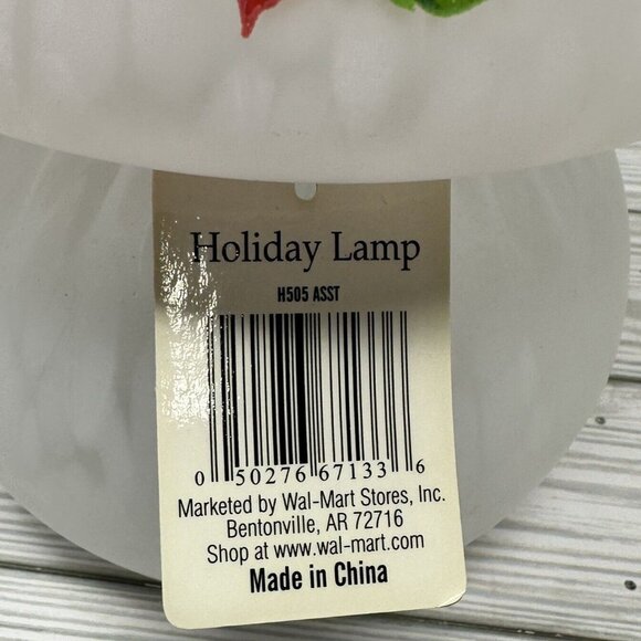 Christmas Red Poinsettia White Speckled Art Glass Mushroom Table Lamp 7 Inch - Picture 6 of 8